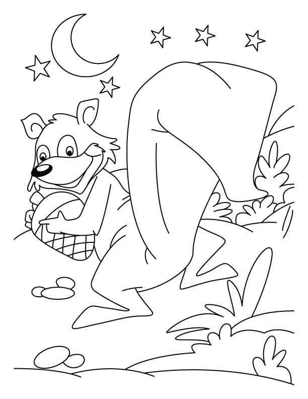 Kolorowanka z Raccoonem - Magiczna Nocna Sceneria dla Dzieci kolorowanka do druku